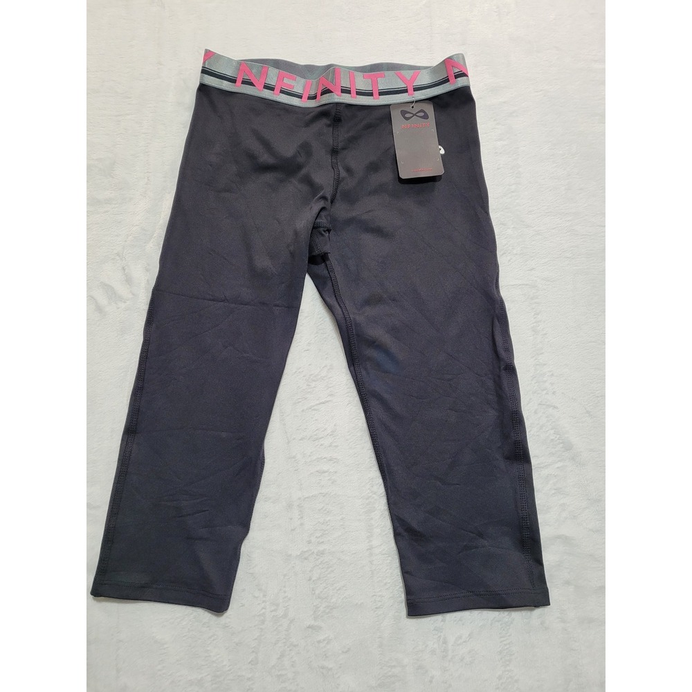 NWT Nfinity Capri Leggings Women XS black Activewear Cheer Dance Cropped Pant